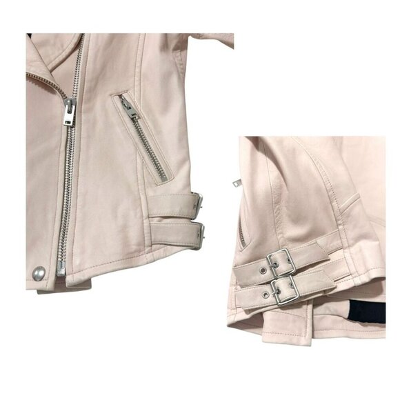 IRO Ashville cropped washed-leather biker jacket, Nude - Picture 13 of 16